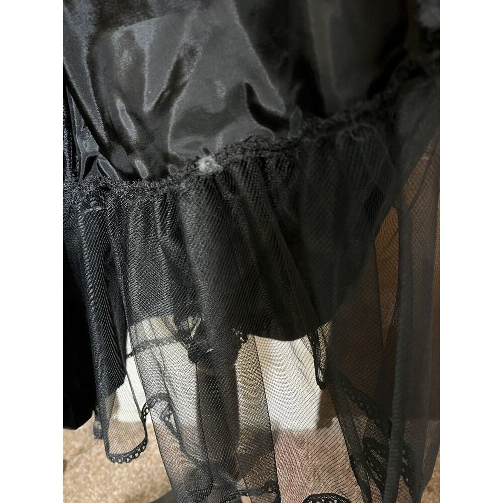 Vintage Black Velvet 80s Drop Waist Back Rainbow Bows Whimsygoth Dress 11/12 S - Picture 8 of 8